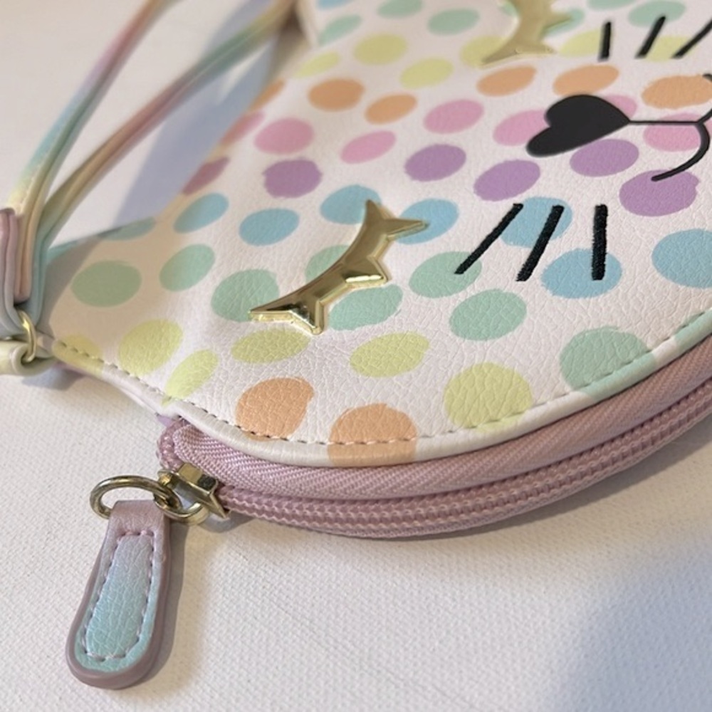 Betsey Johnson Luv Betsey Kitty Polka Dot Wristlet Wallet Clutch - Picture 4 of 9